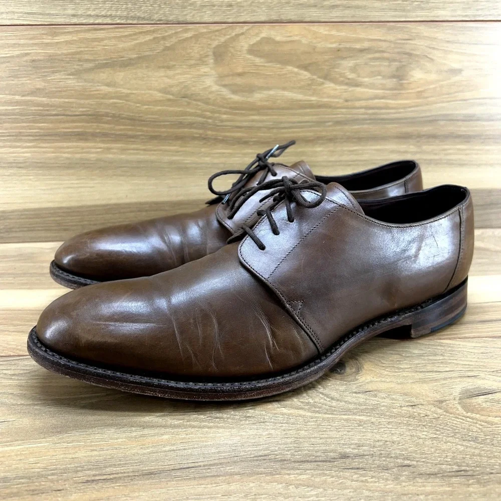 Mens Brown Leather UK 8.5 US 9.5 Goodyear welted Lace Up Oxford Dress Shoe